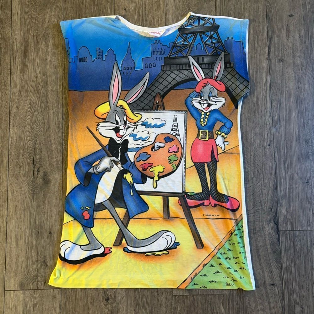 Looney Tunes Vintage 1985 Warner Bros Bugs Bunny France Jodie Arden‎ Night Shirt